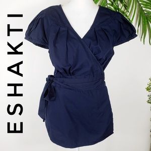 eShakti  Wrap Top  Navy Blue 1X 18W Adjustable